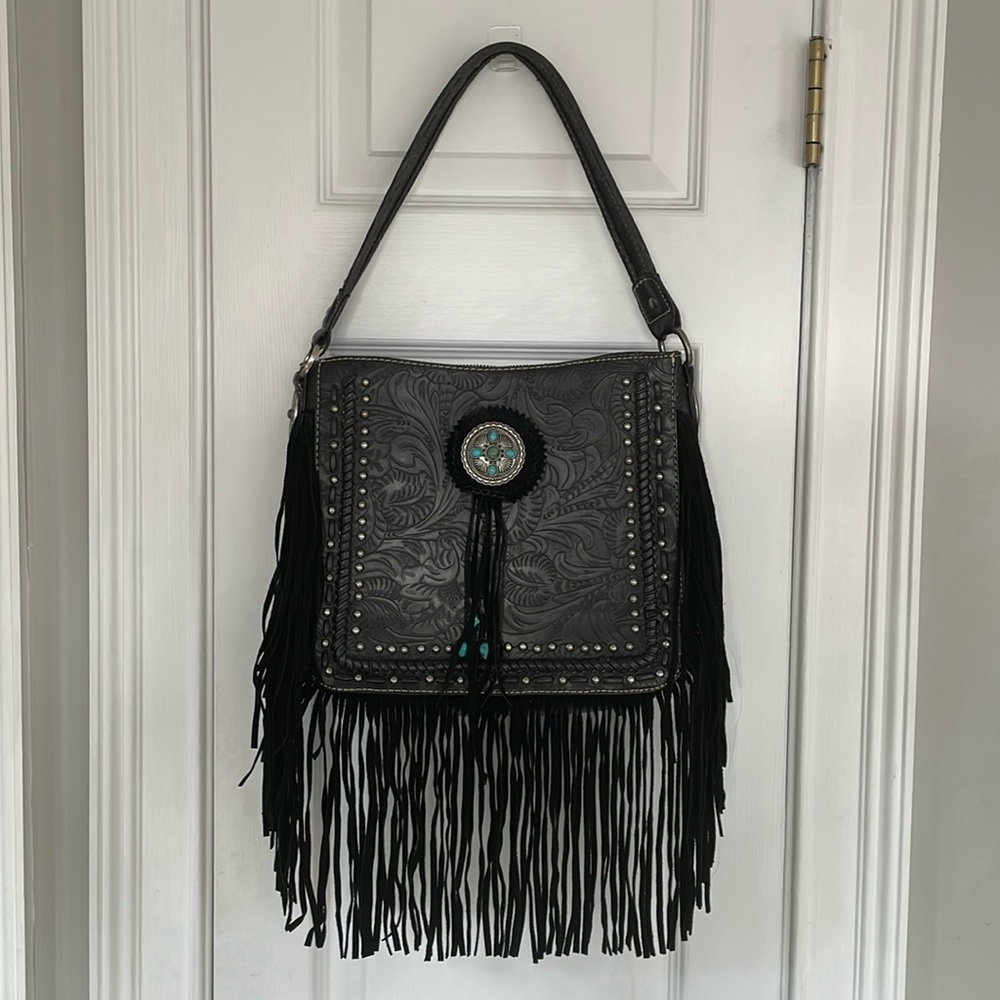 Montana West Girl Trinity Ranch Black Leather Concealed Carry Purse